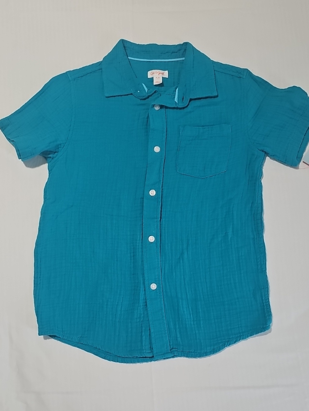 Cat & Jack Teal Short Sleeve Button-Down Shirt